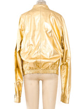 Gianni Versace Metallic Gold Leather Jacket Jacket arcadeshops.com