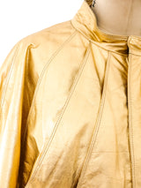 Gianni Versace Metallic Gold Leather Jacket Jacket arcadeshops.com