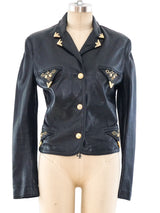 Gianni Versace Embellished Leather Shirt Jacket Jacket arcadeshops.com