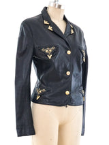 Gianni Versace Embellished Leather Shirt Jacket Jacket arcadeshops.com