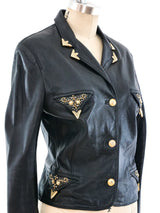 Gianni Versace Embellished Leather Shirt Jacket Jacket arcadeshops.com