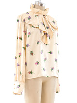 Ungaro Floral Printed Silk Blouse Top arcadeshops.com