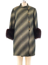 Fur Trimmed Brocade Coat Outerwear arcadeshops.com