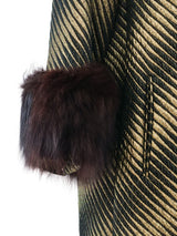Fur Trimmed Brocade Coat Outerwear arcadeshops.com