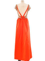 1960's Bead Embellished Satin Gown Dress arcadeshops.com