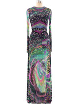 Psychedelic Printed Silk Jersey Maxi Dress Dress arcadeshops.com