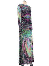 Psychedelic Printed Silk Jersey Maxi Dress Dress arcadeshops.com