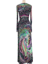 Psychedelic Printed Silk Jersey Maxi Dress Dress arcadeshops.com