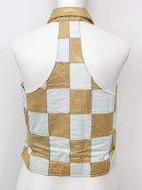 1980's Patchwork Leather Vest Jacket arcadeshops.com