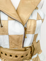 1980's Patchwork Leather Vest Jacket arcadeshops.com