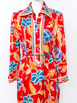 Adolfo Silk Floral Shirtdress Dress arcadeshops.com
