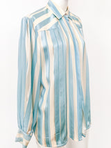 1980s Silk Striped Blouse Top arcadeshops.com