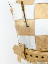 1980's Patchwork Leather Vest Jacket arcadeshops.com
