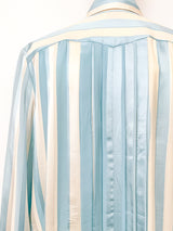 1980s Silk Striped Blouse Top arcadeshops.com