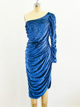 Metallic Blue Single Sleeved Dress Dress arcadeshops.com