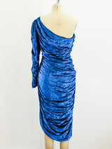 Metallic Blue Single Sleeved Dress Dress arcadeshops.com