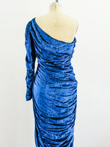 Metallic Blue Single Sleeved Dress Dress arcadeshops.com