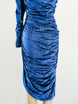 Metallic Blue Single Sleeved Dress Dress arcadeshops.com