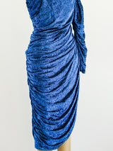 Metallic Blue Single Sleeved Dress Dress arcadeshops.com