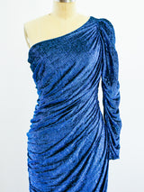 Metallic Blue Single Sleeved Dress Dress arcadeshops.com