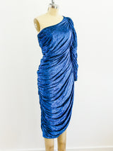 Metallic Blue Single Sleeved Dress Dress arcadeshops.com