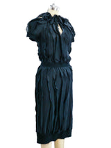 Rochas Black Silk Petal Dress Dress arcadeshops.com