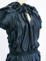 Rochas Black Silk Petal Dress Dress arcadeshops.com