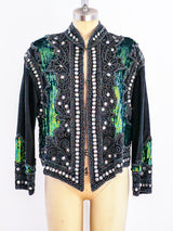 Iridescent Sequin Embellished Silk Jacket Jacket arcadeshops.com