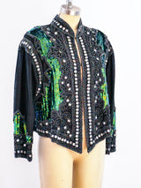 Iridescent Sequin Embellished Silk Jacket Jacket arcadeshops.com