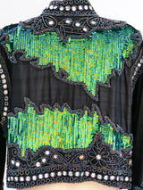 Iridescent Sequin Embellished Silk Jacket Jacket arcadeshops.com