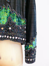 Iridescent Sequin Embellished Silk Jacket Jacket arcadeshops.com