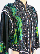 Iridescent Sequin Embellished Silk Jacket Jacket arcadeshops.com