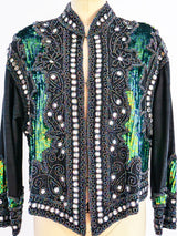 Iridescent Sequin Embellished Silk Jacket Jacket arcadeshops.com