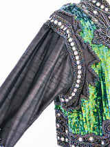 Iridescent Sequin Embellished Silk Jacket Jacket arcadeshops.com