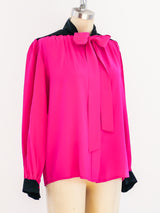 Yves Saint Laurent Fuchsia Silk Blouse Top arcadeshops.com