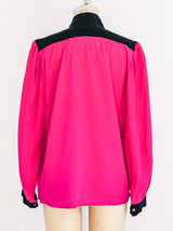 Yves Saint Laurent Fuchsia Silk Blouse Top arcadeshops.com