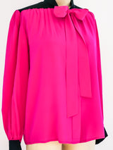 Yves Saint Laurent Fuchsia Silk Blouse Top arcadeshops.com