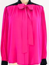 Yves Saint Laurent Fuchsia Silk Blouse Top arcadeshops.com