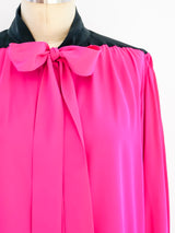 Yves Saint Laurent Fuchsia Silk Blouse Top arcadeshops.com
