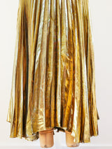 Gold Lurex Pleated Skirt Bottom arcadeshops.com