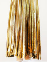 Gold Lurex Pleated Skirt Bottom arcadeshops.com