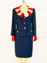 Moschino Petal Lapel Navy Suit Suit arcadeshops.com