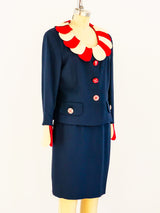 Moschino Petal Lapel Navy Suit Suit arcadeshops.com
