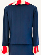 Moschino Petal Lapel Navy Suit Suit arcadeshops.com