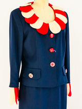 Moschino Petal Lapel Navy Suit Suit arcadeshops.com