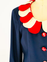 Moschino Petal Lapel Navy Suit Suit arcadeshops.com