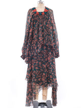 Scott Barrie Floral Printed Chiffon Flutter Dress Dress arcadeshops.com