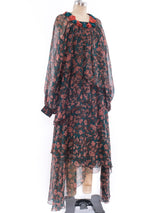 Scott Barrie Floral Printed Chiffon Flutter Dress Dress arcadeshops.com