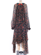 Scott Barrie Floral Printed Chiffon Flutter Dress Dress arcadeshops.com
