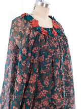 Scott Barrie Floral Printed Chiffon Flutter Dress Dress arcadeshops.com